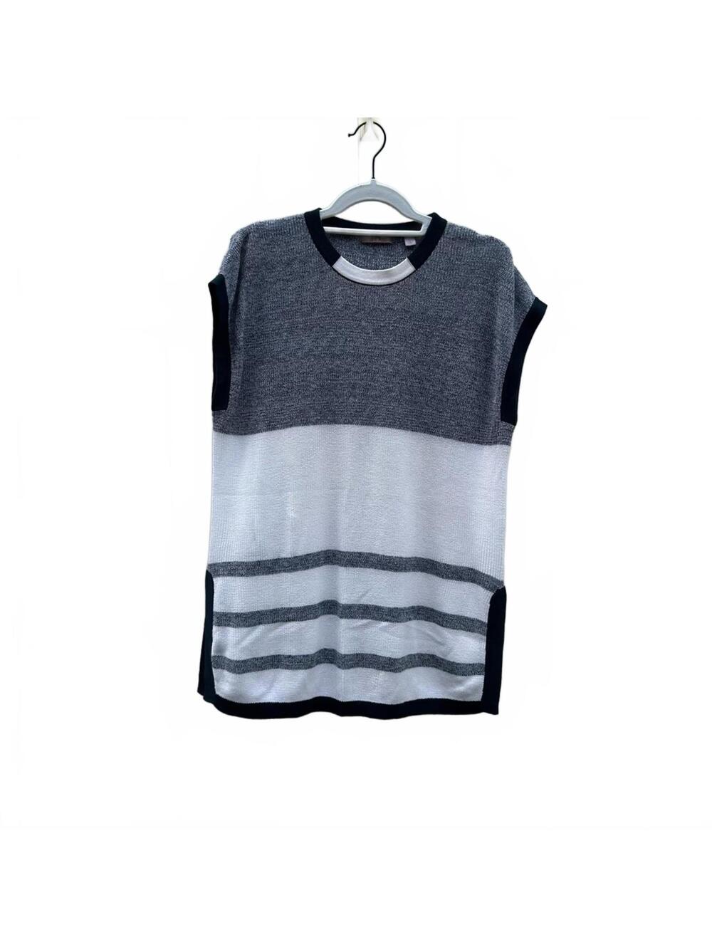 Cullen Sleeveless Striped Cotton Heather Sweater Tunic | Size Large